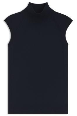 Sleeveless mock-neck sweater in merino wool by HUGO BOSS