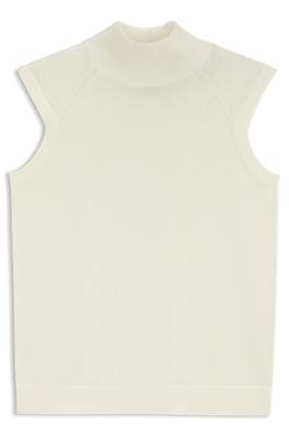 Sleeveless mock-neck sweater in merino wool by HUGO BOSS