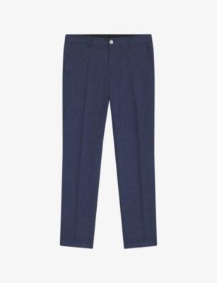 Slim-Fit Mid-Rise Linen-Blend Trousers by HUGO BOSS