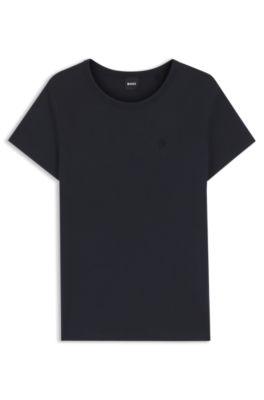Slim-fit T-shirt in a cotton-silk blend with an embroidered logo by HUGO BOSS