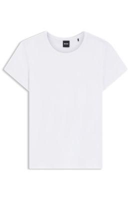 Slim-fit T-shirt in a cotton-silk blend with an embroidered logo by HUGO BOSS