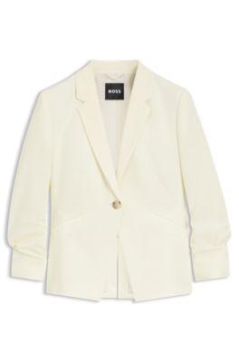 Slim-fit blazer in Japanese crepe with ruched sleeves by HUGO BOSS