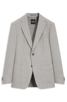 Slim-fit blazer in a patterned virgin wool blend by HUGO BOSS