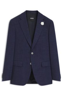 Slim-fit blazer in m&eacute;lange stretch fabric by HUGO BOSS