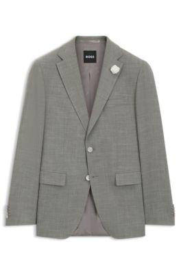 Slim-fit blazer in m&eacute;lange stretch fabric by HUGO BOSS