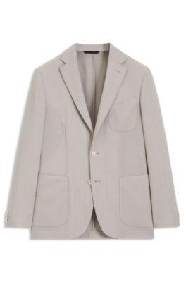 Slim-fit blazer in micro-patterned virgin wool by HUGO BOSS