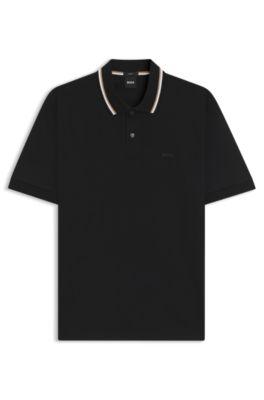 Slim-fit cotton polo shirt with striped collar by HUGO BOSS