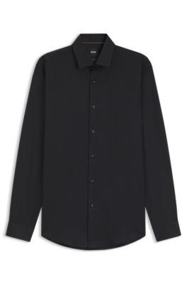 Slim-fit cotton shirt with mini monogram jacquard by HUGO BOSS