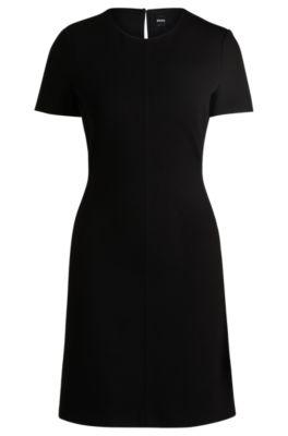Slim-fit crew-neck dress in stretch fabric by HUGO BOSS