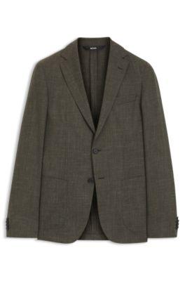 Slim-fit jacket in virgin wool and linen by HUGO BOSS