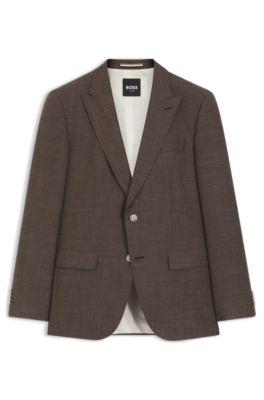 Slim-fit jacket in virgin wool, silk and linen by HUGO BOSS