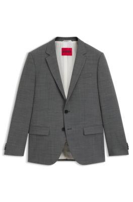 Slim-fit jacket in wool-blend sharkskin by HUGO BOSS