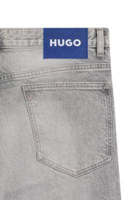 Slim-fit jeans in distressed gray denim by HUGO BOSS