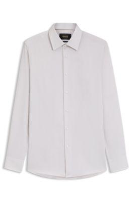 Slim-fit shirt in Italian-made structured cotton by HUGO BOSS