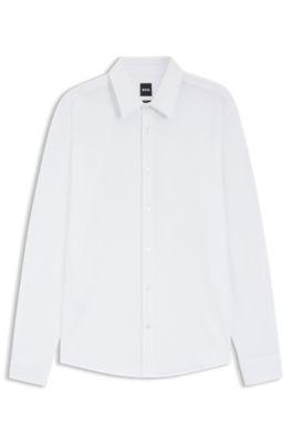 Slim-fit shirt in Italian performance-stretch seersucker by HUGO BOSS