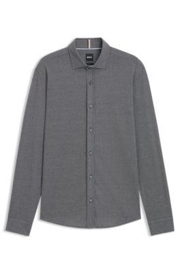 Slim-fit shirt in cotton-blend jacquard by HUGO BOSS