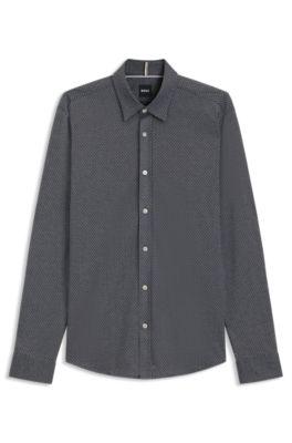 Slim-fit shirt in cotton-blend jacquard by HUGO BOSS