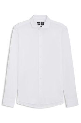 Slim-fit shirt in cotton-piqu&eacute; jersey by undefined
