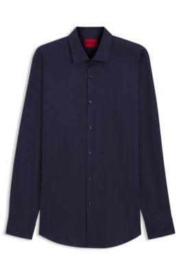 Slim-fit shirt in cotton with a stacked-logo jacquard by HUGO BOSS