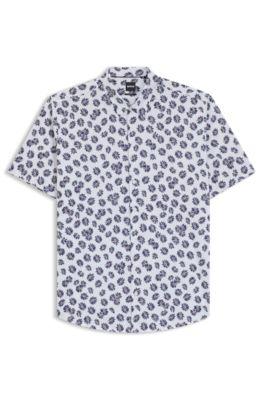 Slim-fit shirt in floral-print cotton by HUGO BOSS
