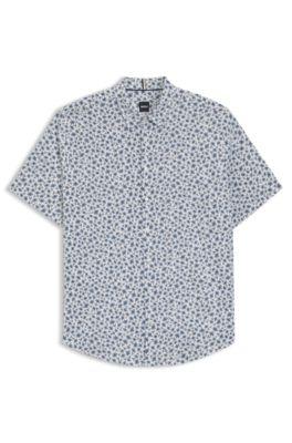 Slim-fit shirt in floral-print stretch linen by HUGO BOSS