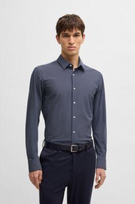 Slim-fit shirt in geometric-print performance-stretch jersey by HUGO BOSS Slim-fit shirt in geometric-print performance-stretch jersey by HUGO BOSS