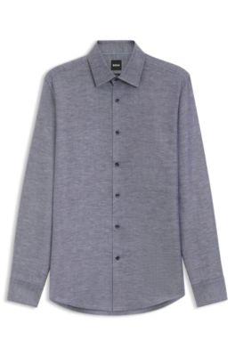 Slim-fit shirt in linen-blend twill by HUGO BOSS