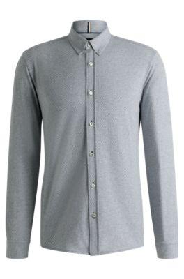 Slim-fit shirt in patterned cotton jacquard by HUGO BOSS