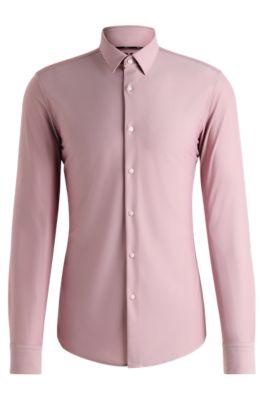 Slim-fit shirt in performance structured jersey by HUGO BOSS