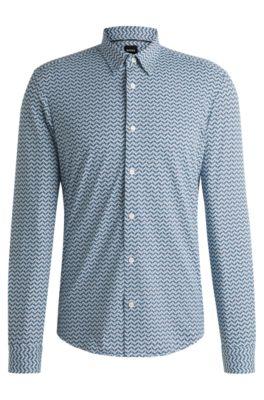 Slim-fit shirt in printed performance-stretch fabric by HUGO BOSS
