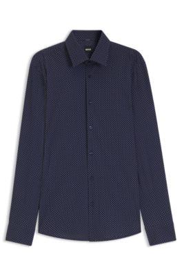 Slim-fit shirt in printed performance stretch fabric by HUGO BOSS