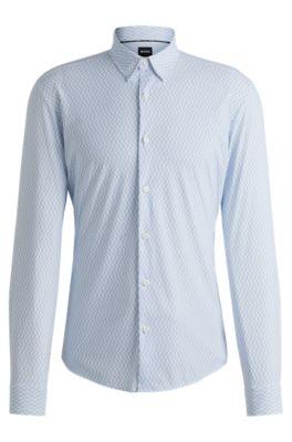 Slim-fit shirt in printed performance-stretch jersey by HUGO BOSS