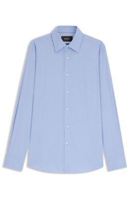 Slim-fit shirt in stretch cotton-blend poplin by HUGO BOSS