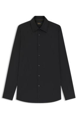 Slim-fit shirt in stretch cotton-blend poplin by HUGO BOSS