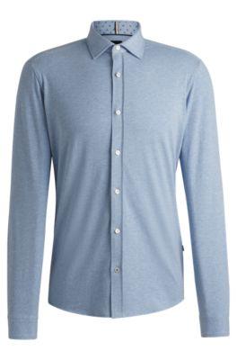 Slim-fit shirt in stretch-cotton jersey by HUGO BOSS