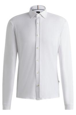 Slim-fit shirt in stretch-cotton jersey by HUGO BOSS