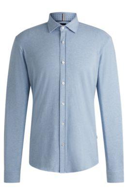 Slim-fit shirt in stretch-cotton jersey by HUGO BOSS