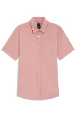 Slim-fit shirt in stretch linen by HUGO BOSS