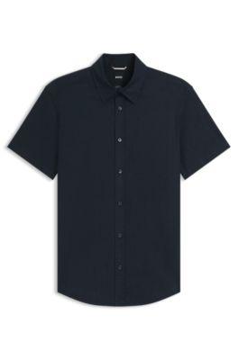 Slim-fit shirt in stretch linen by HUGO BOSS