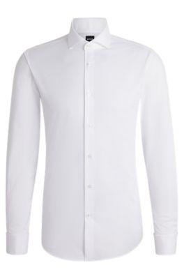 Slim-fit shirt in structured cotton by HUGO BOSS