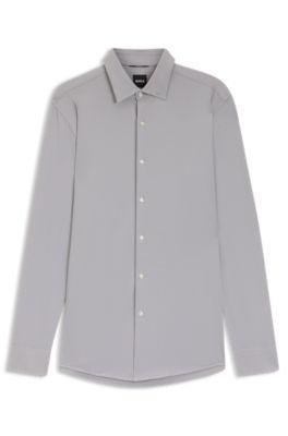 Slim-fit shirt in structured performance-stretch fabric by HUGO BOSS