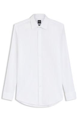 Slim-fit shirts in easy-iron stretch cotton by HUGO BOSS