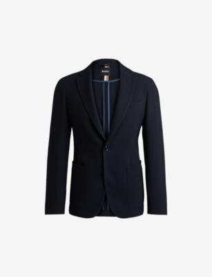 Slim-fit single-breasted stretch wool-blend blazer by HUGO BOSS