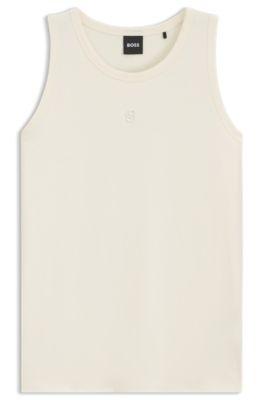 Slim-fit tank top in cotton, modal, and silk by HUGO BOSS
