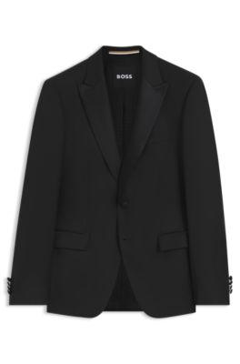 Slim-fit tuxedo jacket in virgin-wool serge by HUGO BOSS