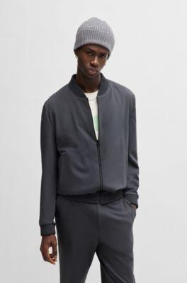 Slim-fit zip-up jacket in patterned stretch twill by HUGO BOSS Slim-fit zip-up jacket in patterned stretch twill by HUGO BOSS