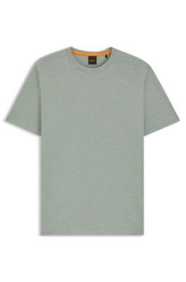 Slub-cotton T-shirt with logo detail by HUGO BOSS
