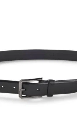 Smooth leather belt with engraved gunmetal buckle by HUGO BOSS