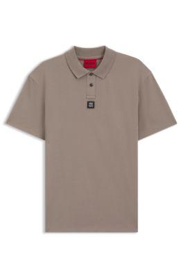 Stacked-logo polo shirt in interlock cotton by HUGO BOSS