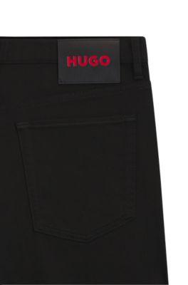Stay-black tapered-fit jeans in stretch denim by HUGO BOSS